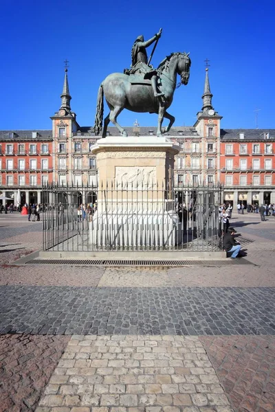 Madrid Spanyolország Október 2012 Ember Látogat Plaza Mayor Madrid Spanyolország — Stock Fotó