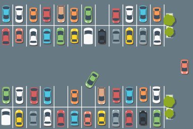 Parking lot illustration - vector car park infrastructure graphics. clipart