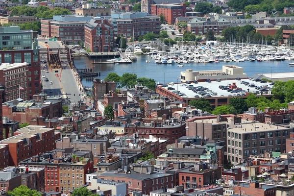 Boston City Luftaufnahme Mit Nordende Und Charles River Marina — Stockfoto