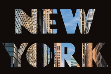 New York mesaj tabelası - arka plan seyahat kartpostal fotoğraflı şehir adı.