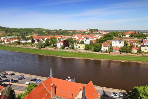 Meissen Stad Tyskland Delstaten Sachsen Floden Elbe Och Riverside Villor — Stockfoto