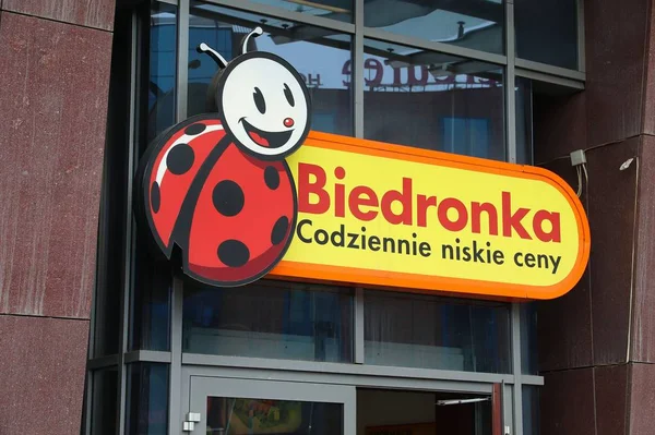 Wroclaw Polsko Května 2018 Znamení Supermarket Biedronka Wroclaw Polsko Biedronka — Stock fotografie