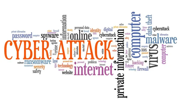 Cyber Attack Sign Computer Hacking Concept Word Cloud — Stock Photo, Image