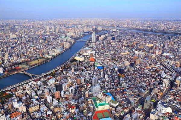 日本東京市台東 墨田区と空中都市の景観 — ストック写真