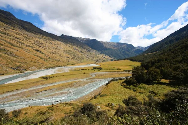 Montañas Nueva Zelanda Valle Parque Nacional Mount Aspiring — Foto de Stock