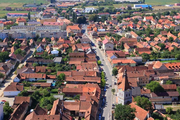 Rasnov Stad Transsylvanië Regio Van Roemenië Luchtfoto Stadsbeeld — Stockfoto