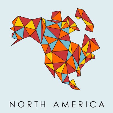 Kuzey Amerika düşük Poli harita vektör - geometrik tarzı illüstrasyon.