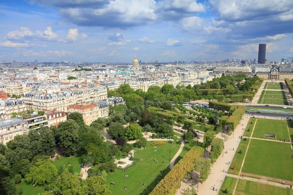 Paris Stadsbild Flygfoto Över Kapital Staden Frankrike Champ Mars Park — Stockfoto