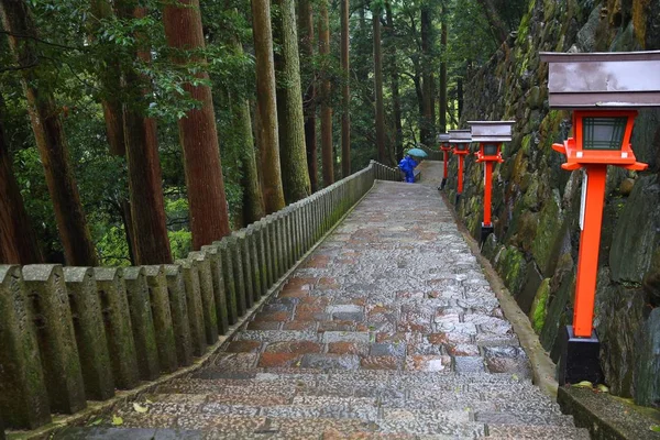 Kurama Temple Stairs Kyoto Japan Buddhist Place Worship Rain — Stock Photo, Image