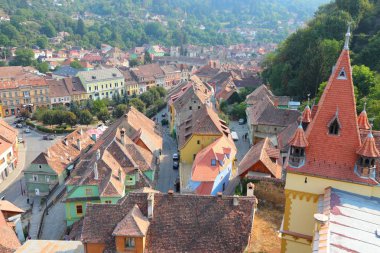 Sighisoara - Transilvanya, Romanya bölgesinde şehir. eski şehir UNESCO tarafından dünya mirası olduğunu.