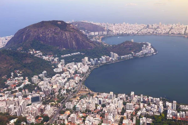 Rio Janeiro Brasil Vista Cidade Com Distritos Lagoa Humaita — Fotografia de Stock