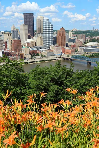Pittsburgh Ciudad Pensilvania Skyline Con Río Monongahela — Foto de Stock