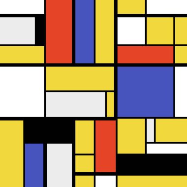 Geometrik sanat desen - Mondrian stil kareler ve dikdörtgenler vektör.