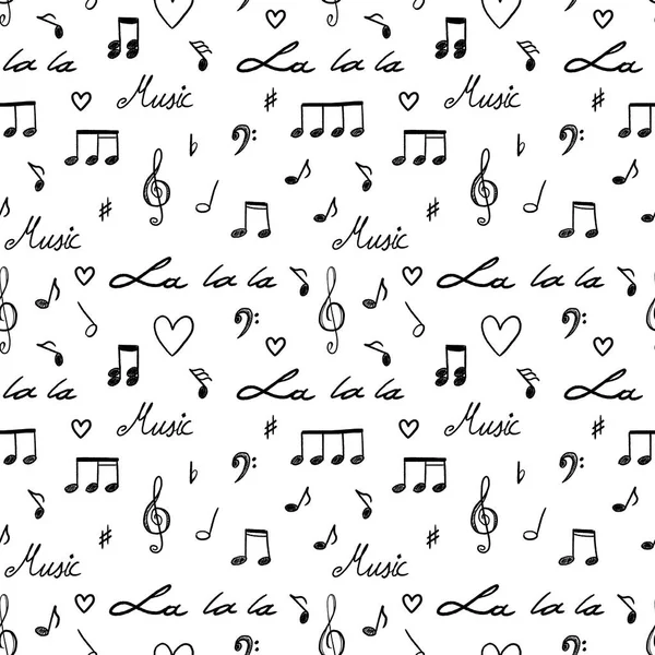 Música Nota Fondo Vectorial Sin Fisuras Notación Musical Doodle Texture — Archivo Imágenes Vectoriales