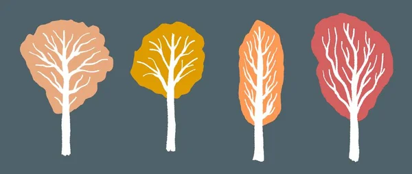 Conjunto Árvores Outono Ilustração Vetorial Desenho Árvore Peculiar — Vetor de Stock