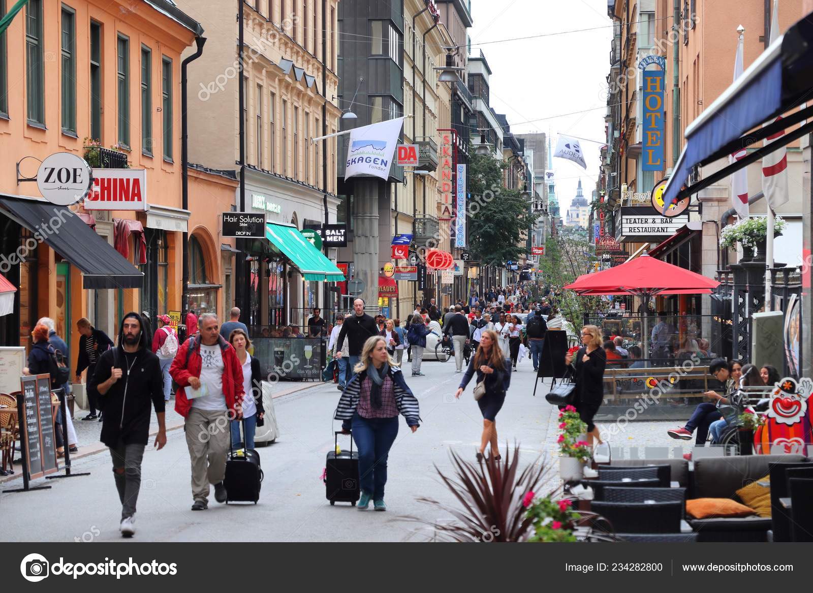 Stockholm Sweden August People Visit Drottninggatan Shopping Norrmalm Editorial Photo © tupungato #234282800