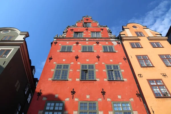 Sveç Stockholm Şehrinin Silueti Stortorget Square Mimarisi Eski Şehir — Stok fotoğraf