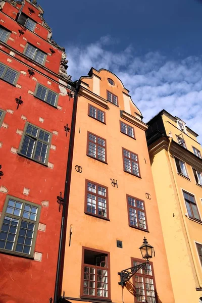 Ορίζοντας Της Στοκχόλμης Στη Σουηδία Stortorget Πλατεία Αρχιτεκτονική Στην Παλιά — Φωτογραφία Αρχείου