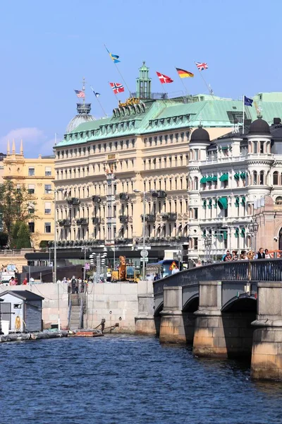 Stockholm Suécia Agosto 2018 Grand Hotel Estocolmo Suécia Membro Prestigiado — Fotografia de Stock