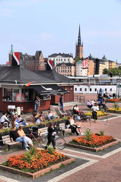 Stockholm Schweden August 2018 Menschen Besuchen Ein Café Der Klara — Stockfoto