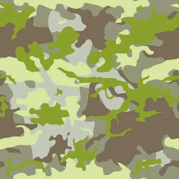 Green Camouflage Vector Texture Seamless Military Camo Fashion Fabric Background — Stock Vector