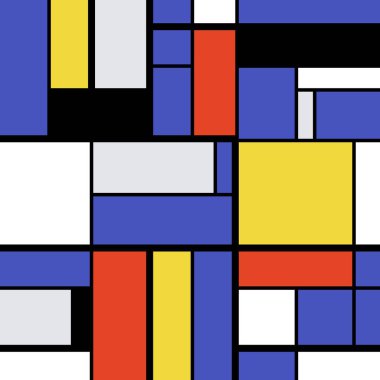 Basit modern sanat soyut - renkli kareler ve dikdörtgenler. Mondrian stil vektör.