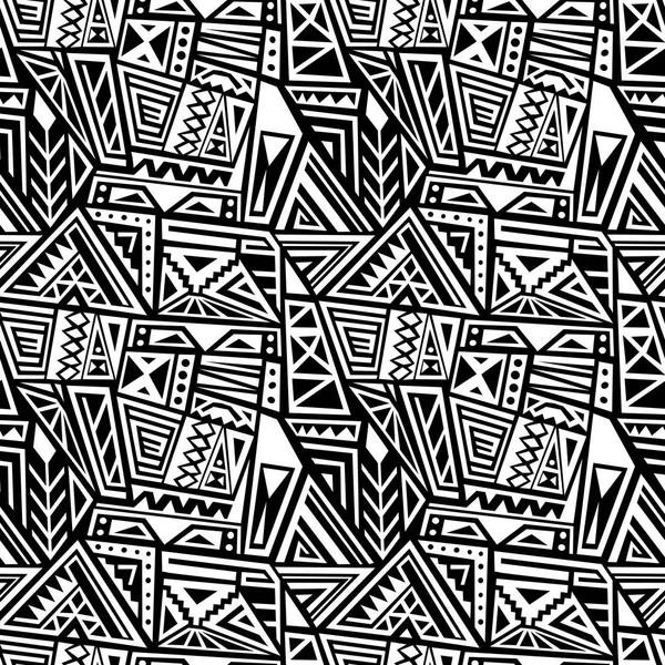 Motif Géométrique Ethnique Texture Vectorielle Style Boho Sans Couture Noir — Image vectorielle