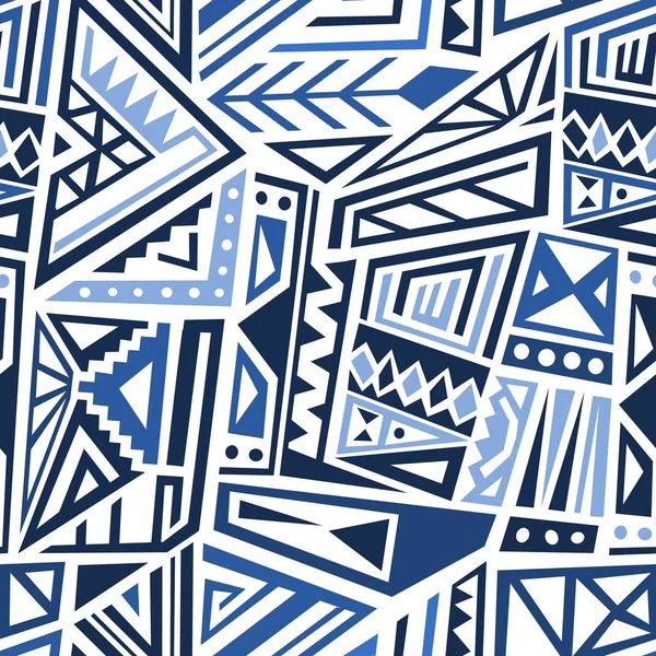 Boho Pattern Vector Modedesign Ethnischen Stil Nahtlose Hintergrundkachel Blaue Farben — Stockvektor
