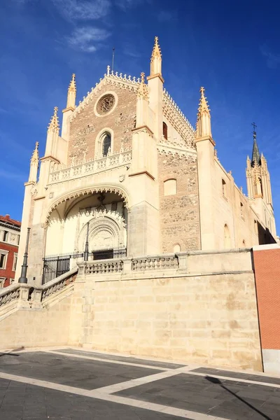 Madrid Spanya San Jeronimo Kilisesi Kızıl Kuyruklu Gotik Tarzı Dini — Stok fotoğraf