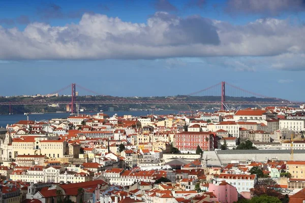 Lissabon Stadsbild Portugal Staden Visa Från Miradouro Synvinkel Med Floden — Stockfoto