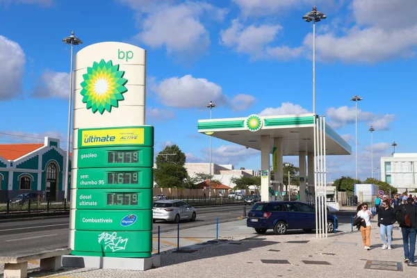 Lisbona Portogallo Giugno 2018 Prezzi Dei Distributori Benzina Portogallo British — Foto Stock