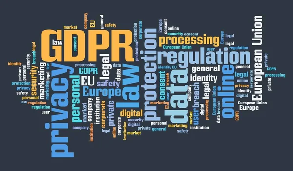 Gdpr コンセプト 一般的なデータ保護規制 データ保護とプライバシーに関する欧州連合 単語の雲 — ストック写真