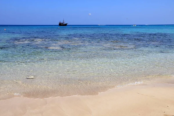 Protaras Cyprus Sunrise Beach Sand Clear Water Cyprus Landscape — Zdjęcie stockowe