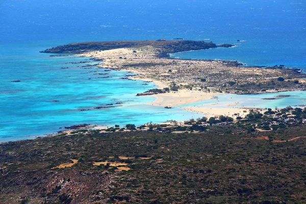 Sahil Girit Adası Yunanistan Elafonisi Veya Elafonissi Havadan Görünümü — Stok fotoğraf