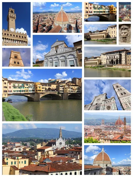 Collage Foto Firenze Italia Città Simbolo Collezione Cartoline — Foto Stock