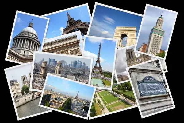 Paris Vykort Collage Frankrike Huvudstad Landmark Vykort Samling — Stockfoto