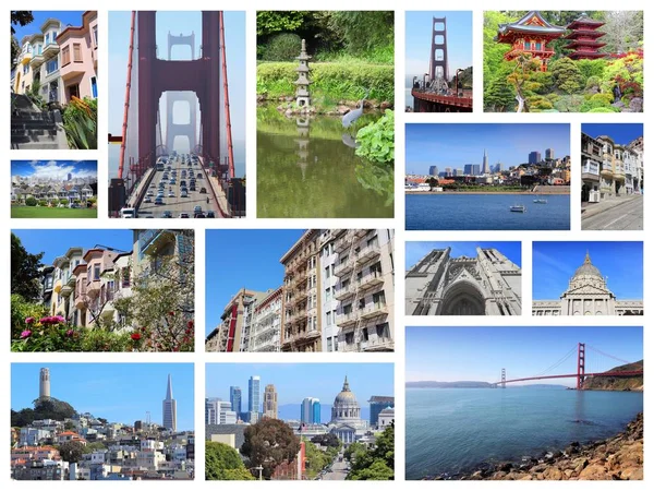 San Francisco Collage Fotosammlung Mit Alamo Quadrat Nob Hill Telegraph — Stockfoto