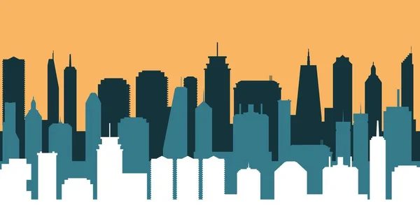 City Skyline Sunset Silhuett Vektor Moderna Urbana Stadsbilden Illustration — Stock vektor