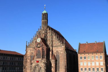 Nürnberg city, Almanya (Bavyera Devlet). Frauenkirche (Church of Our Lady) Hauptmarkt Şehir Meydanı.