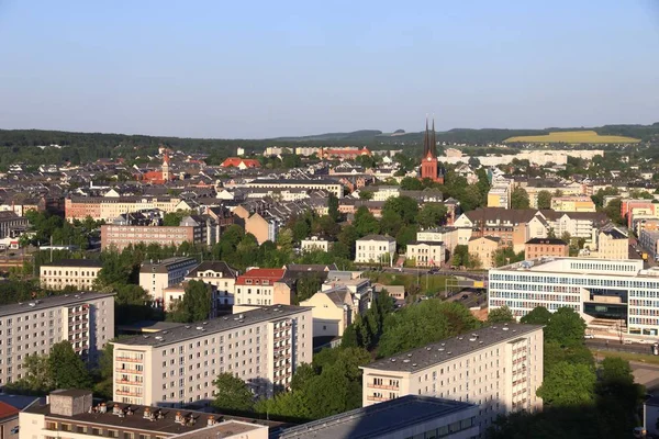 Chemnitz Німеччина Держава Саксонія Міських Міський Пейзаж Пташиного Польоту Теплий — стокове фото
