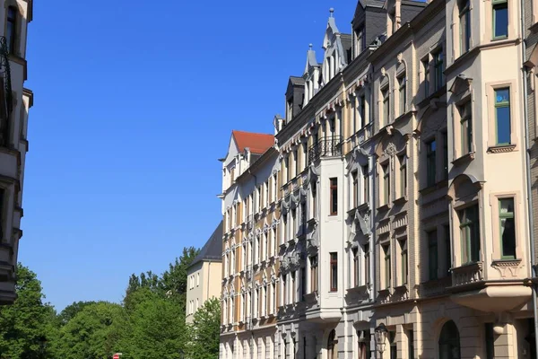 Chemnitzer Stadt Straßenansicht Der Wohnarchitektur Deutschland Mehrfamilienhäuser Stadtteil Kasberg — Stockfoto