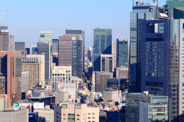 Tokyo, Japonya - 2 Aralık 2016: Minato Ward, Tokyo, şehir mimarisi görünümü. Tokyo Japonya sermaye şehir olduğunu. Onun metro alanında 37.8 milyon kişi yaşıyor.