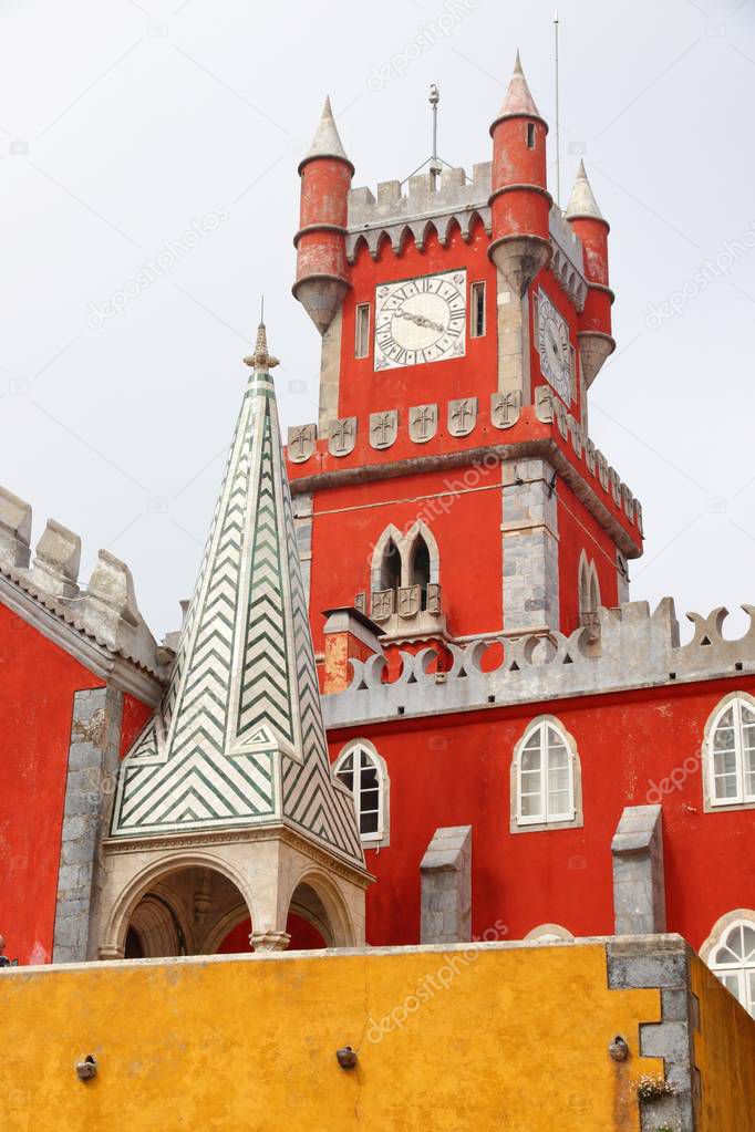 Pena Palace in Sintra, Portugal. Romanticism architecture.