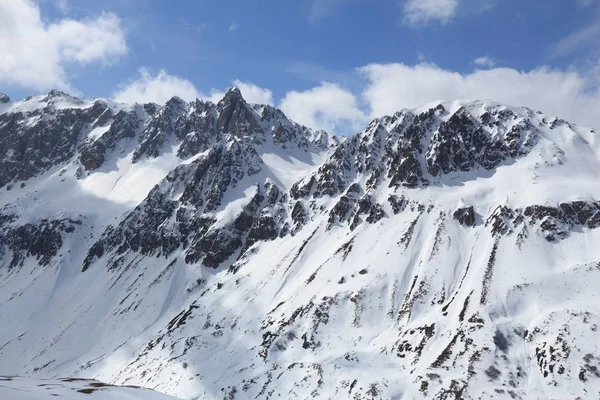 French Alps Kış Kar Düzensiz Zirveleri Karla Valloire Alan — Stok fotoğraf