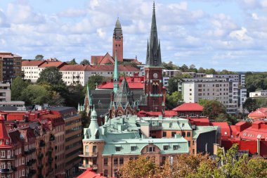 İsveç 'in Göteborg şehrinde. Olivedal bölgesiyle Skyline.