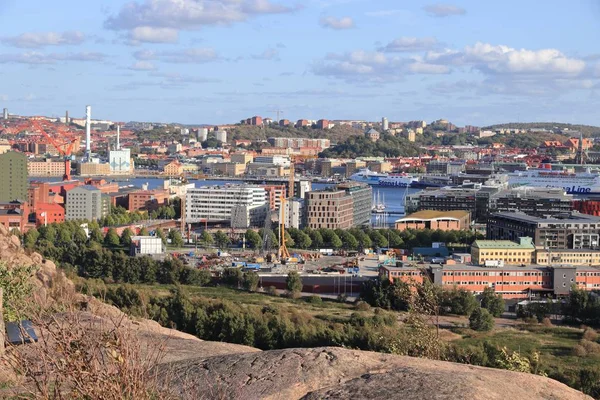 Gothenburg Suécia Agosto 2018 Vista Panorâmica Cidade Com Lindholmen Masthugget — Fotografia de Stock