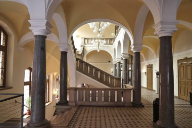 Leipzig, Almanya - 9 Mayıs 2018: Üniversite müzik ve tiyatro (Hochschule kürk Musik und tiyatro) Leipzig. Okul Felix Mendelssohn Bartholdy için adanmış.