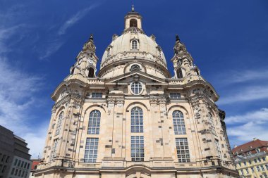 Dresden, Almanya - Frauenkirche Lutheran Kilisesi. Barok dini mimari.
