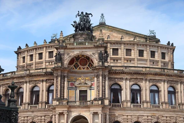 Dresden Semperoper Saksonya Devlet Opera Binası Almanya Nın Kültür Avrupa — Stok fotoğraf