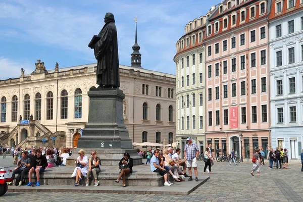 Dresden Germany May 2018 Tourists Visit Neumarkt Square Altstadt Old — Stock Photo, Image